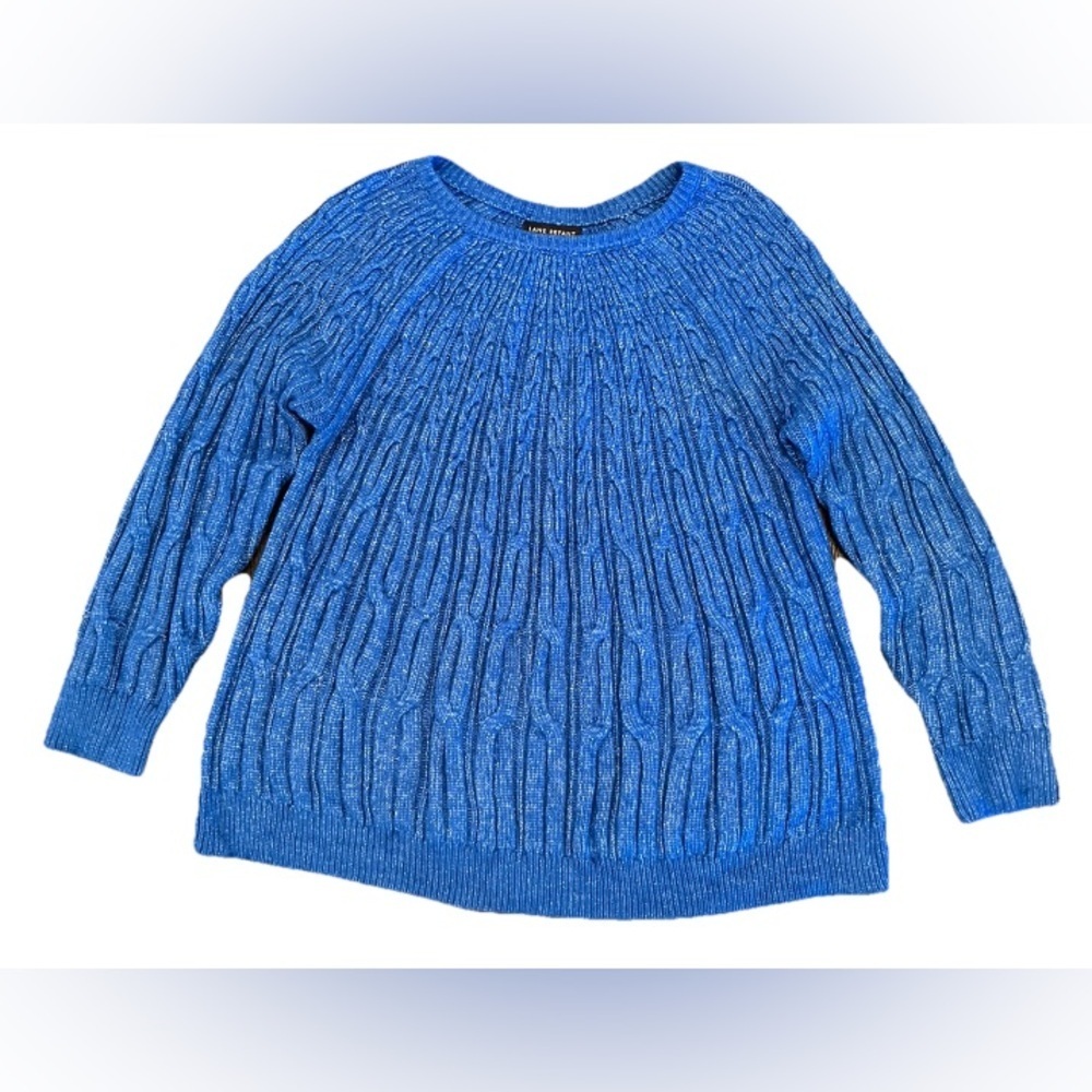Lane Bryant Size 26/28 Royal Blue Cable Knit Sweater Chunky Cozy Fall Winter EUC